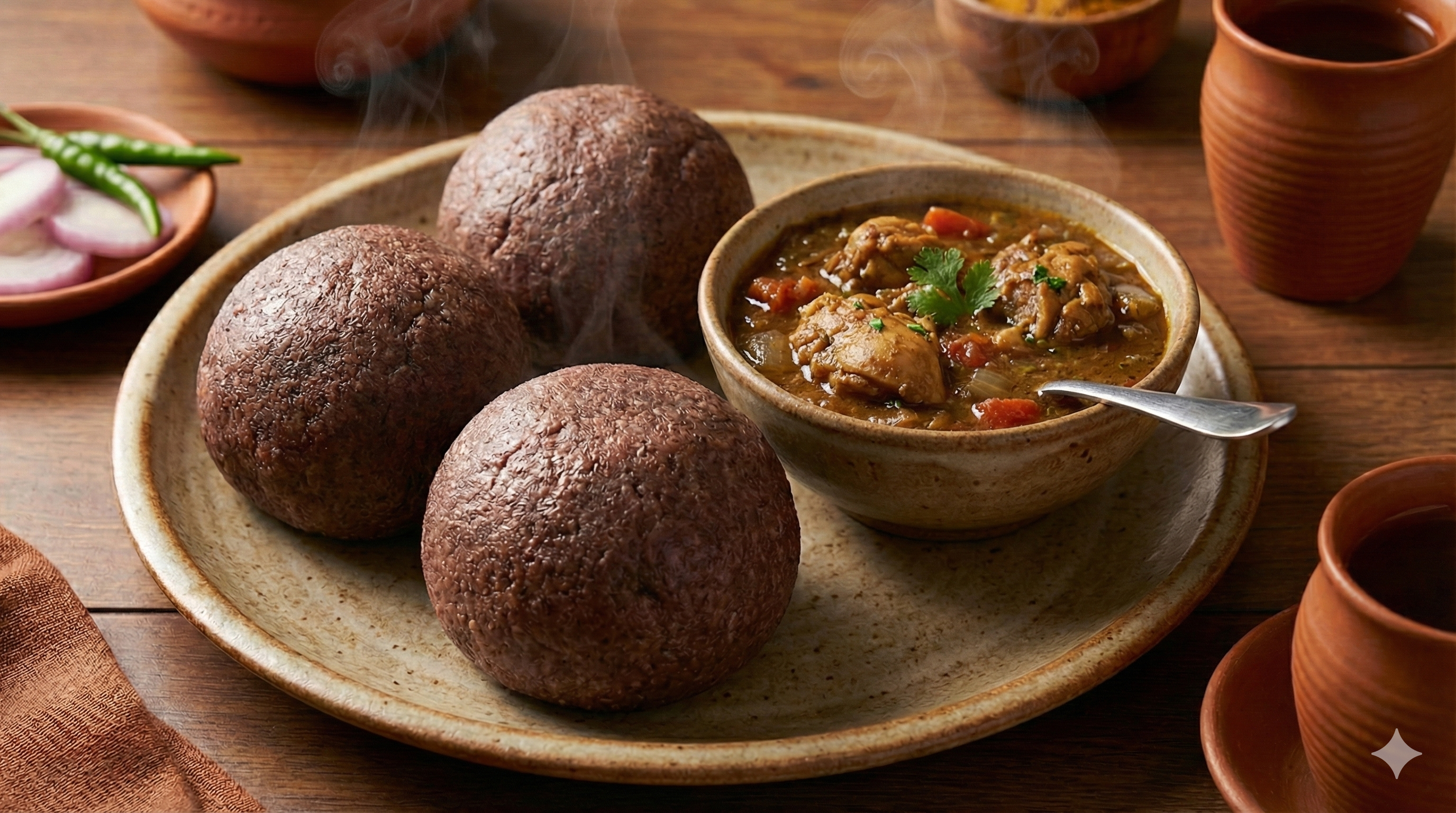 Raagi Mudha Chicken Curry